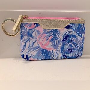 Lilly Pulitzer Shade Seeker Floral Keychain Card Case – Pink, Gold & Blue 🌸